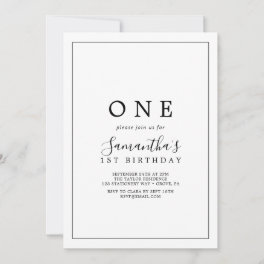 Minimalist First Birthday Party Invitation