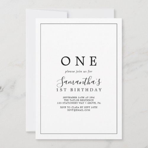 Minimalist First Birthday Party Invitation
