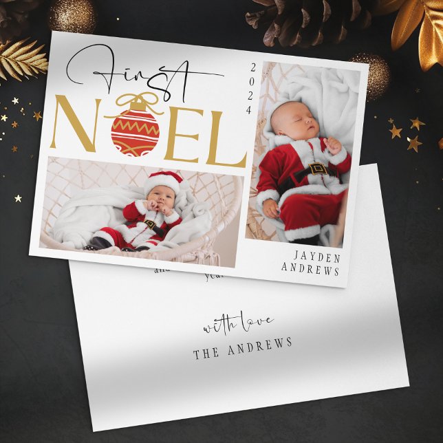 Minimalist First Christmas Baby Photo Holiday Card (Creator Uploaded)