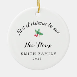 Minimalist First Christmas In Our New Home Photo Ceramic Ornament