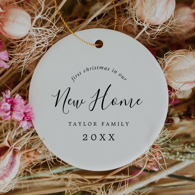 Minimalist First Christmas In Our New Home Photo Ceramic Ornament (Minimalist First Christmas In Our New Home Photo Ceramic Ornament)