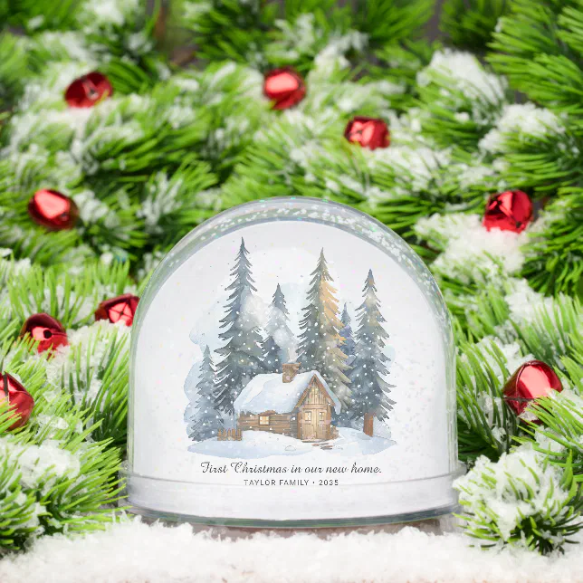 Minimalist First Christmas in our New Home Photo Snow Globe
