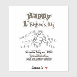 Minimalist First Father’s Day Daddy Anime Style Sticker