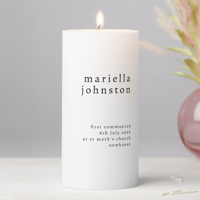 Minimalist First Holy Communion Candle (In Situ)