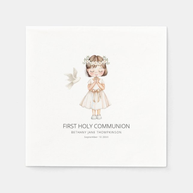 Minimalist First Holy Communion for Girl Napkins (Front)