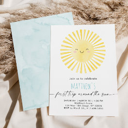 Minimalist First Trip Around the Sun Birthday Invitation
