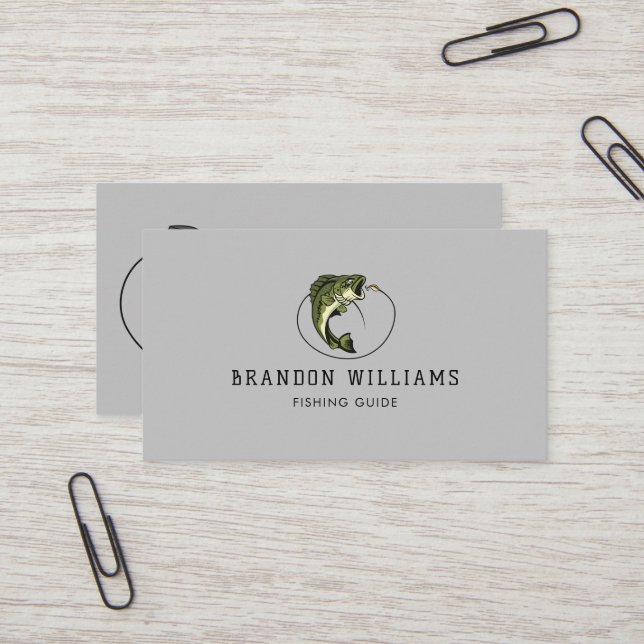 Minimalist Fishing Guide Fishing Charters Business Card (Front/Back In Situ)