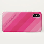 Minimalist Five Pink Diagonal Stripe Name Case-Mate iPhone Case (Back (Horizontal))