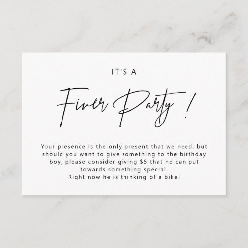 Minimalist Fiver Party Invitation Enclosure Card