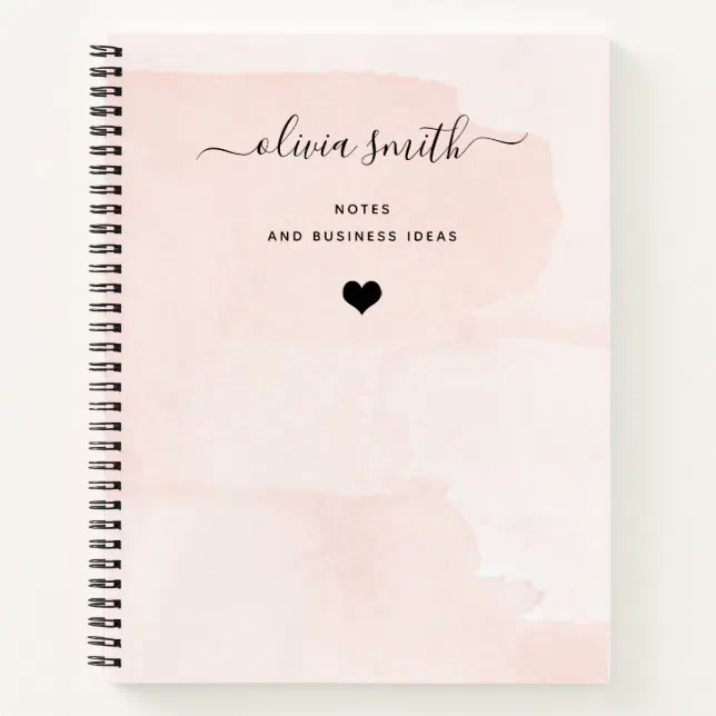 Minimalist Flair | Blush Watercolor and Script Notebook | Zazzle