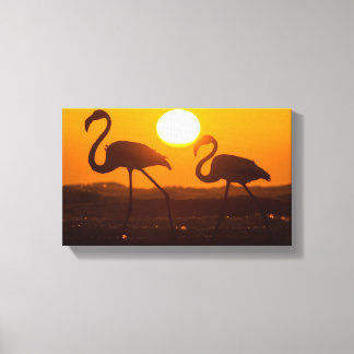 Minimalist Flamingo Silhouette Sunset Canvas Print