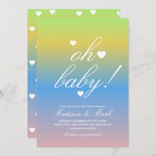 Minimalist Floating Hearts  Baby Shower Gradient Invitation