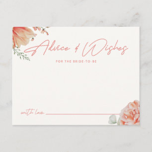 Minimalist Floral "Advice & Wishes" Bridal Shower Enclosure Card
