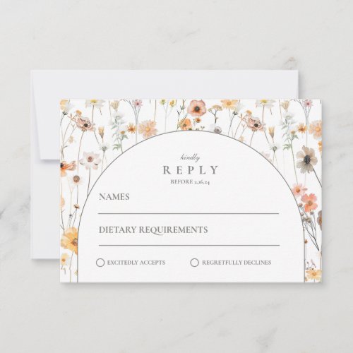 Minimalist Floral Arch Wedding RSVP Card