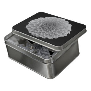 Minimalist Floral Art Black/White Dahlia Flower   Jigsaw Puzzle