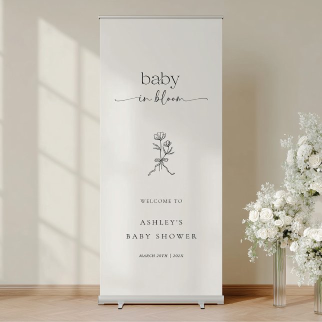 Minimalist Floral Baby Shower  Retractable Banner (Creator Uploaded)