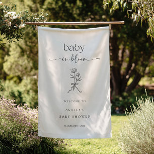 Minimalist Floral Baby Shower Welcome Flag