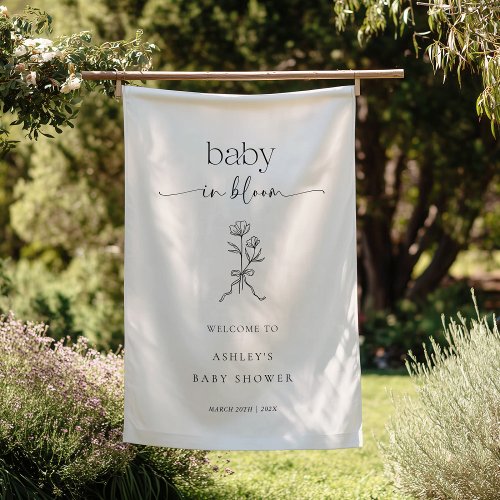 Minimalist Floral Baby Shower Welcome Flag