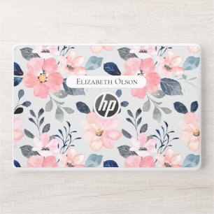Minimalist floral Backgrounds Personalized Name HP Laptop Skin