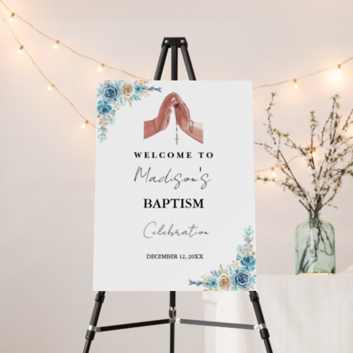 Minimalist Floral  Baptism Communion Welcome Sign