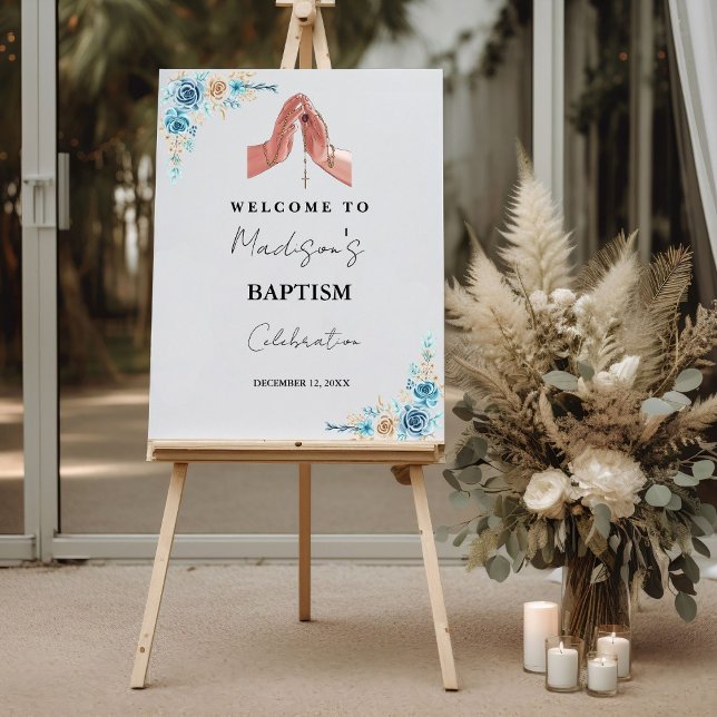 Minimalist Floral  Baptism Communion Welcome Sign (Creator Uploaded)