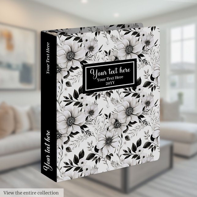 Minimalist floral binder in neutral grey tones (Minimalist floral binder in neutral grey tones)