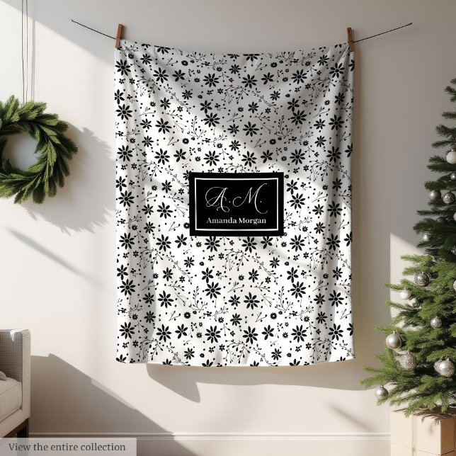 Minimalist Floral Blanket Monogram Grey Hues Style (Minimalist Floral Blanket Monogram Grey Hues Style)