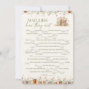 Minimalist Floral Book Theme Mad Libs Bridal Game