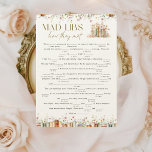 Minimalist Floral Book Theme Mad Libs Bridal Game Cards