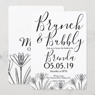 Minimalist Floral Botany Flower Line Art Wedding Invitation