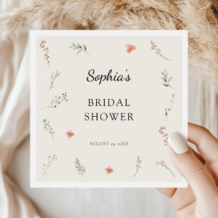 Minimalist Floral Bridal Shower Garden Napkins