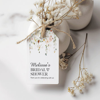 Minimalist Floral Bridal Shower Gift Tag by SugSpc_Invitations at Zazzle