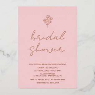 Minimalist Floral Bridal Shower Rose Gold Foil Inv Foil Invitation