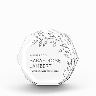 Minimalist Floral Business Employee Achievement Acrylic Award