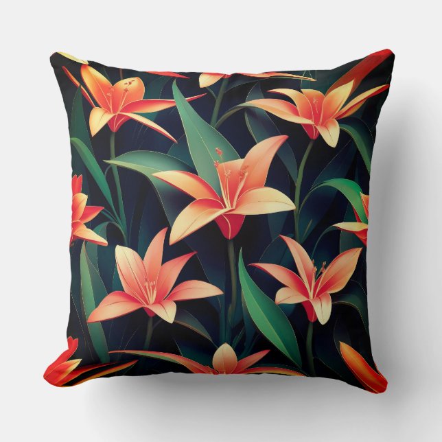 Minimalist Floral Charm Seamless Pattern Throw Pillow (Front)