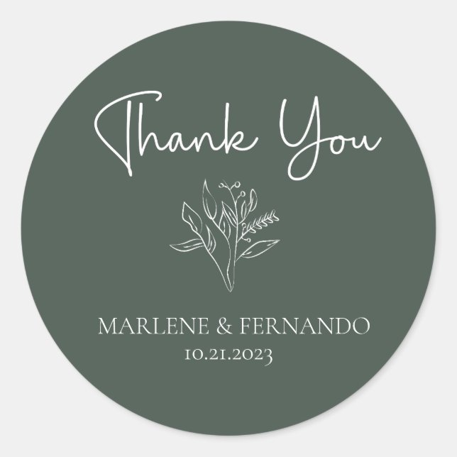 Minimalist Floral Classic Round Sticker (Front)