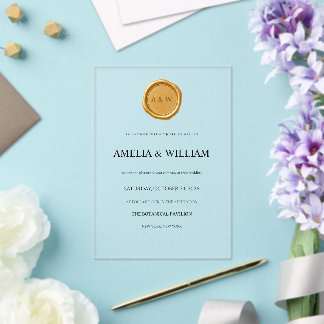 Minimalist Floral Clear Acrylic Wedding Invitation