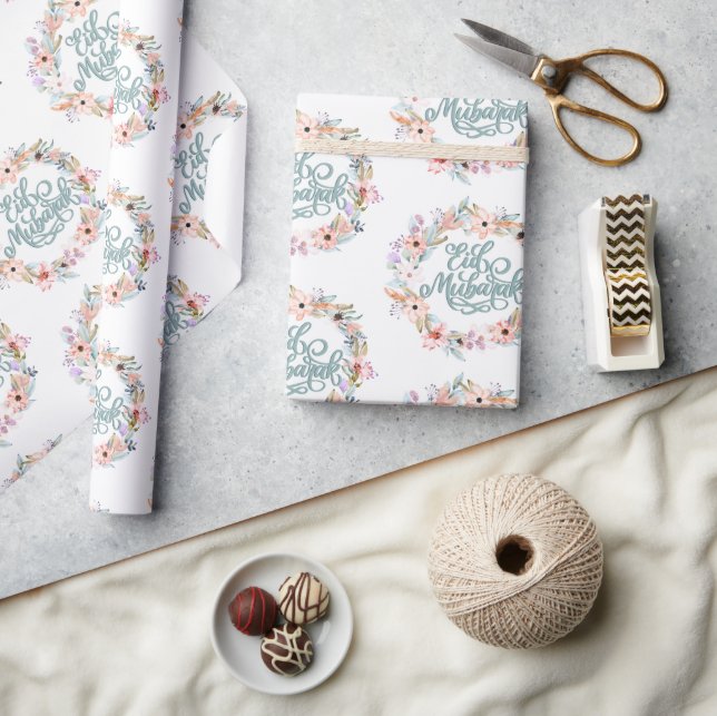Minimalist Floral Eid Mubarak | Eid Gift  Wrapping Paper (Crafts)