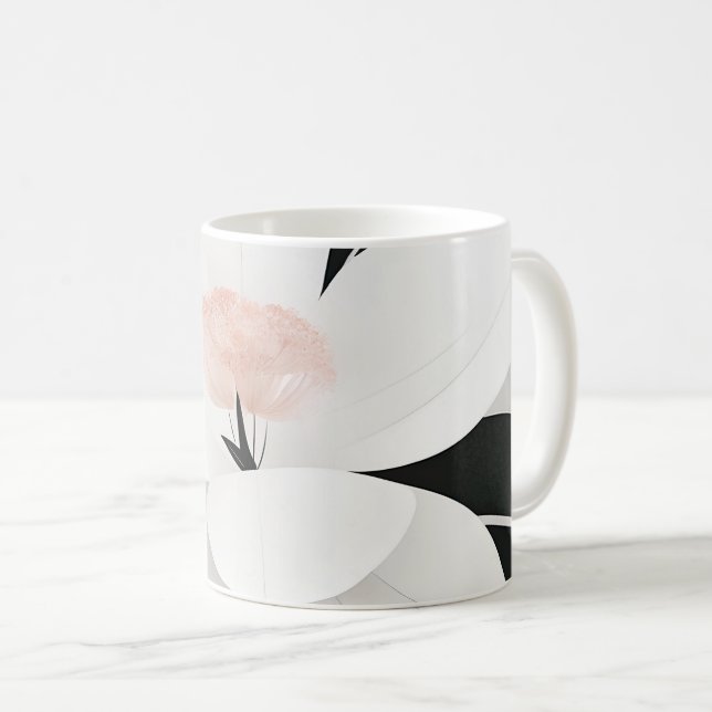 Minimalist floral elegant line art coffee mug (Front Right)