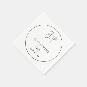 Minimalist Floral Elegant Wedding  Napkins