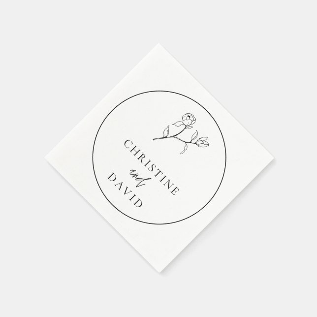 Minimalist Floral Elegant Wedding  Napkins (Corner)