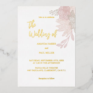 Minimalist Floral Foil Wedding Invitation