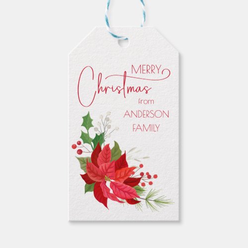 Minimalist Floral Foliage Merry Christmas Gift Tags