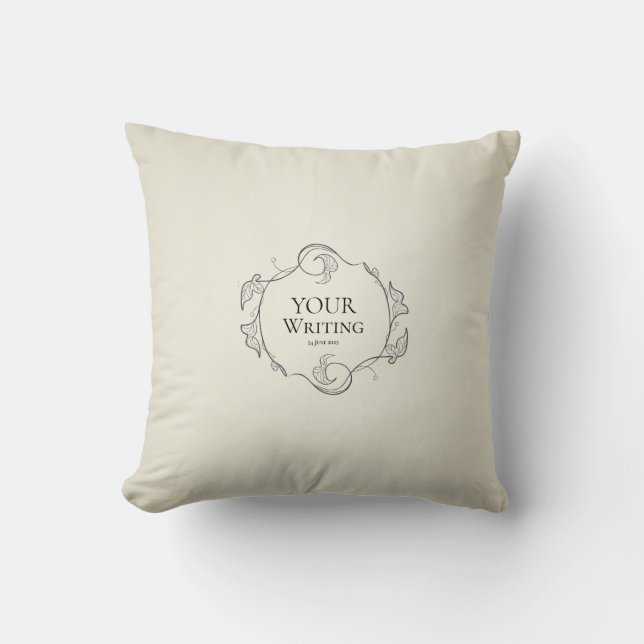 Minimalist  Floral Frame custom Text Throw Pillow (Front)
