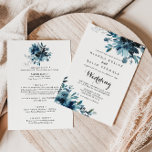 Minimalist Floral Front & Back Wedding Invitation<br><div class="desc">This minimalist floral front and back wedding invitation is perfect for a modern wedding. The design displays indigo,  navy,  blue flowers nicely hand-painted,  inspiring elegance and artistic beauty.

Save paper by including more details on the back of the invitation instead of on a separate enclosure card.</div>