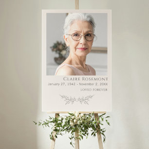 Minimalist Floral Funeral Photo Sign