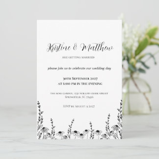 Minimalist Floral Garden Wedding Invitation