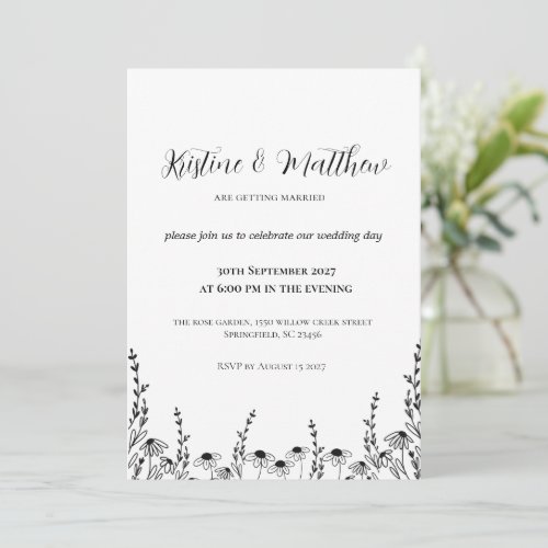 Minimalist Floral Garden Wedding Invitation