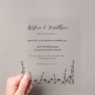 Minimalist Floral Garden Wedding Invitation