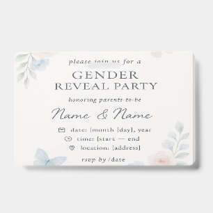 Minimalist Floral Gender Reveal Invitation Badge